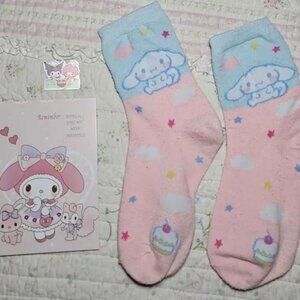 warm cotton winter sanrio socks pink blue cute core kawaii